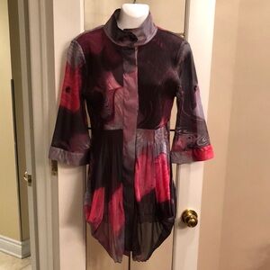 Elena Wang Ribbed Peplum Button-Up Tunic